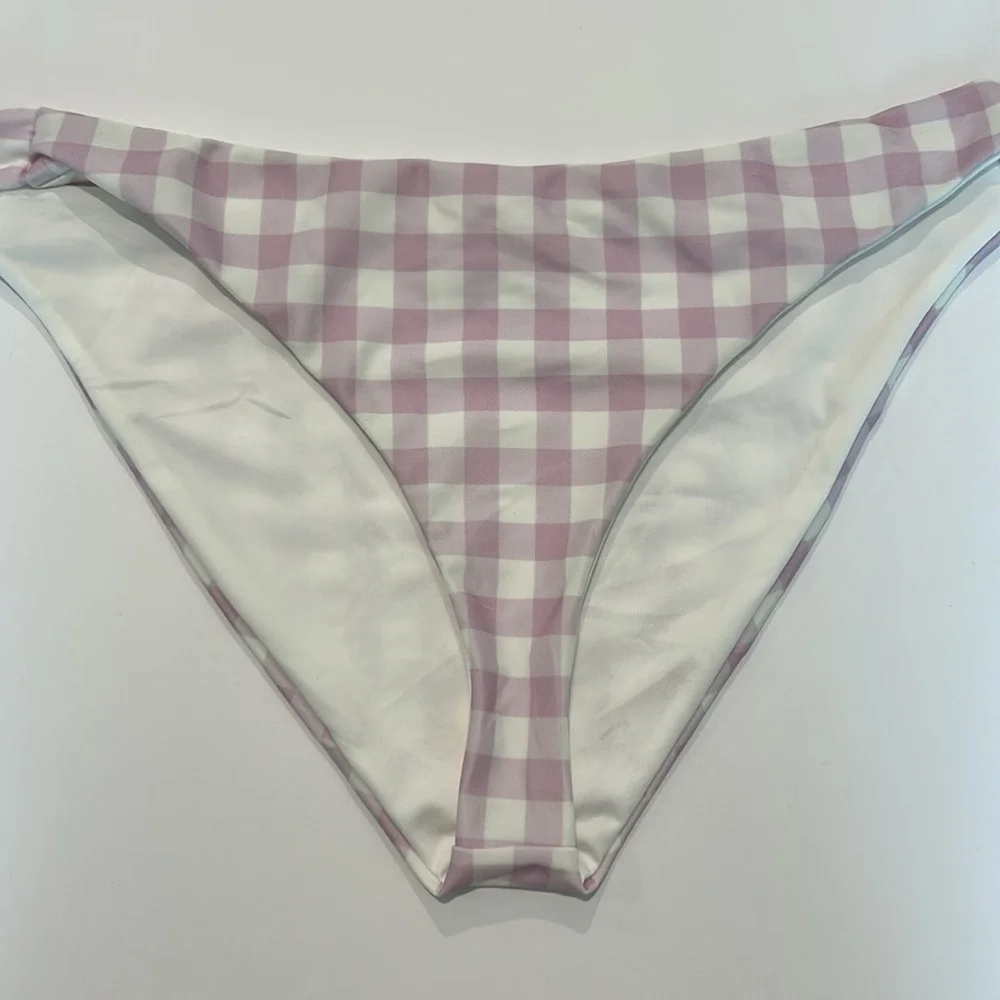 Lovers + Friends purple gingham check bikini swim bottom size Large